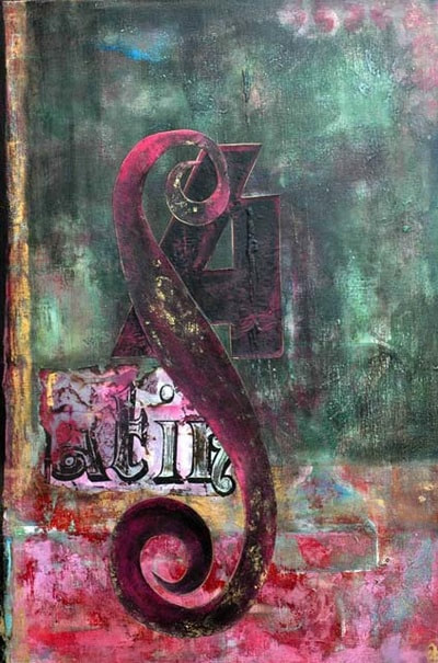 Anahi DeCanio Pink Mixed Media Abstract Art - Patina