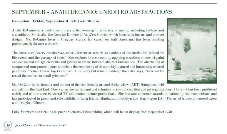 Quogue Solo Exhibit by Anahi DeCanio Picture